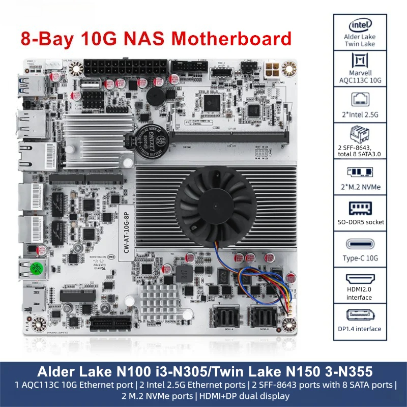 8-Bay 10G NAS Motherboard Inte – Nas Motherboard 8 Sata Mini Itx Bewertung und Preis