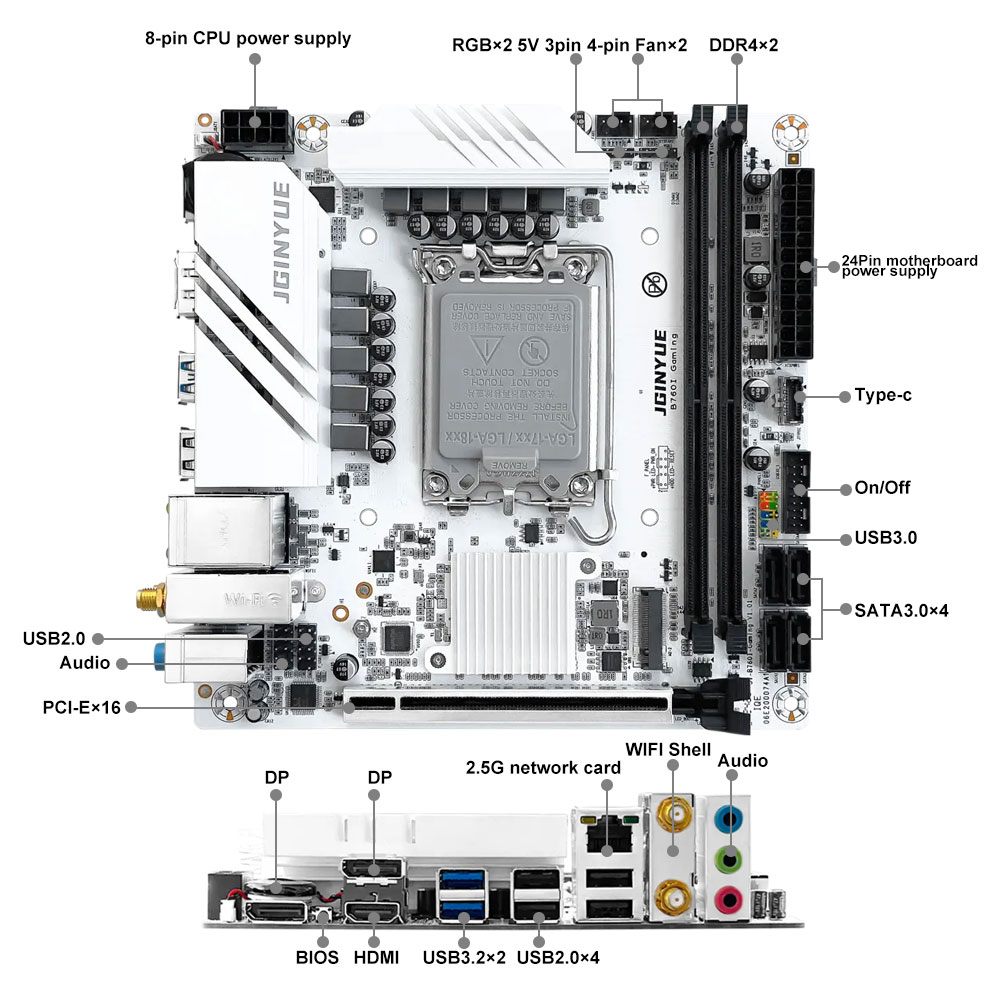 JGINYUE B760 Motherboard LGA 1 – Lga1700 Itx Motherboard Ddr5 Bewertung und Preis